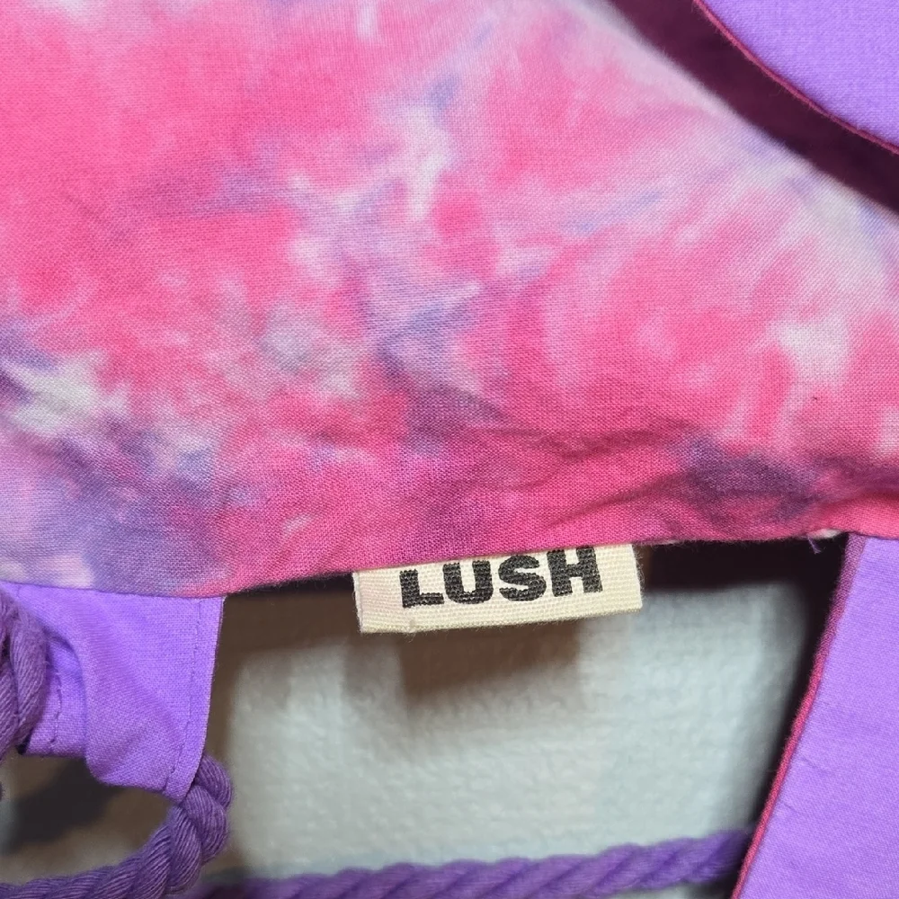 Lush Tie-Dye Sleepy Bear Drawstring Backpack Pink Purple Organic‎ Cotton 11